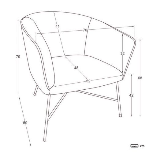 Fauteuil En Tissu Et Bois Gris (607) 70x79