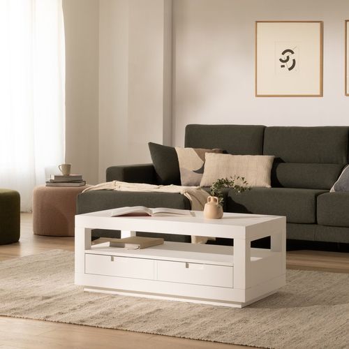 Table Basse En Bois - Laqué Blanc