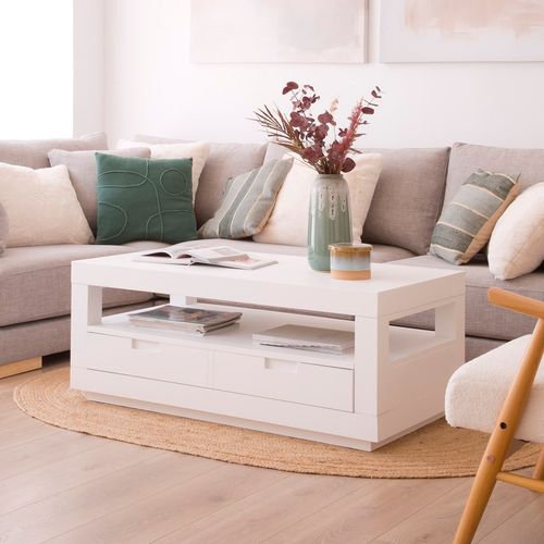 Table Basse En Bois - Laqué Blanc