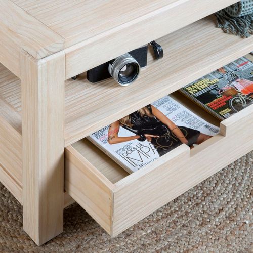 Table Basse Relevable En Bois Couleur Naturelle