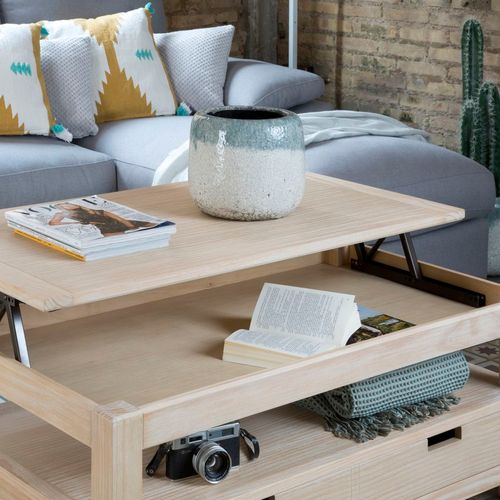 Table Basse Relevable En Bois Couleur Naturelle