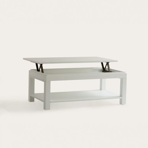 Table Basse Relevable En Bois - Laqué Blanc