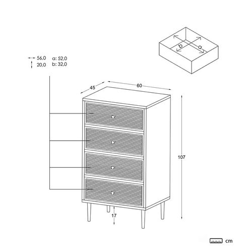 Chiffonnier En Bois Massif Naturel 60x107