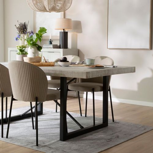 Table à Manger En Bois Massif Blanc 186x76