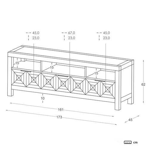 Meuble TV En Bois Massif Blanc 173x62
