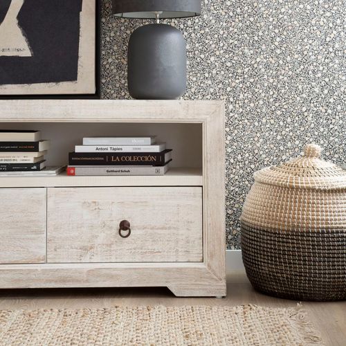 Meuble TV En Bois Massif Blanc 160x60