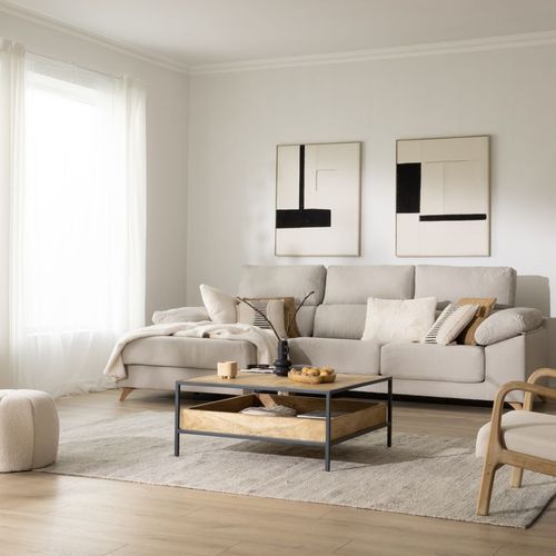 Table Basse Carrée En Bois Massif De Manguier Et Métal 90x90x40 Cm - Marron