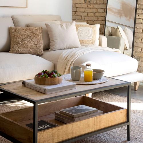 Table Basse En Bois Massif De Manguier Et Métal