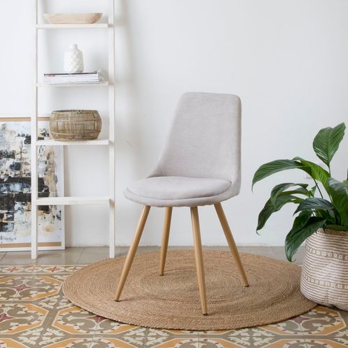 Pack De 4 Chaises En Tissu Et Bois Beige 47x87