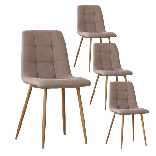 Pack De 4 Chaises Tissu Beige 45x88