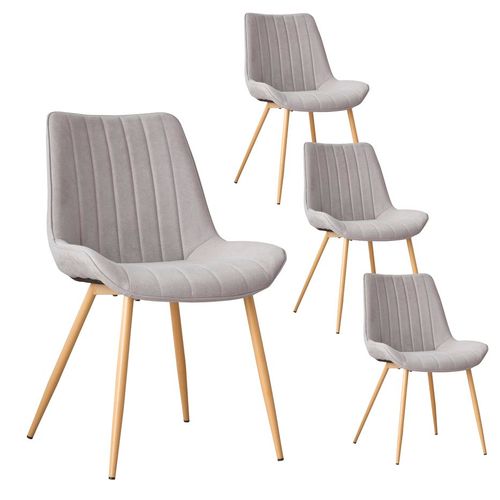 Pack De 4 Chaises En Tapisserie Gris 55x85