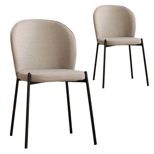 Pack De 2 Chaises Tissu Beige 48x85
