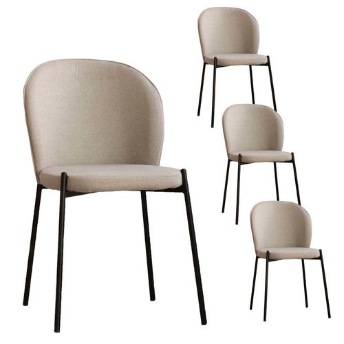 Pack De 4 Chaises Tissu Beige 48x85