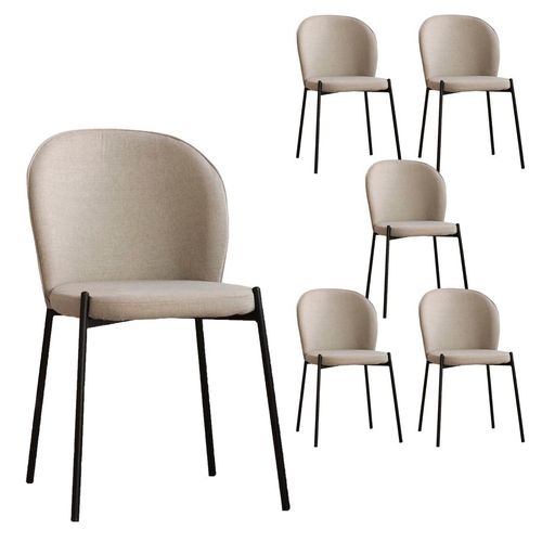 Pack De 6 Chaises Tissu Beige 48x85
