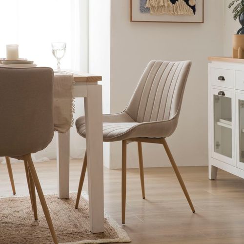 Pack De 4 Chaises En Tapisserie Beige 55x85