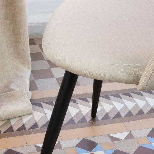 Pack De 4 Chaises En Tissu Et Bois Beige 48x78