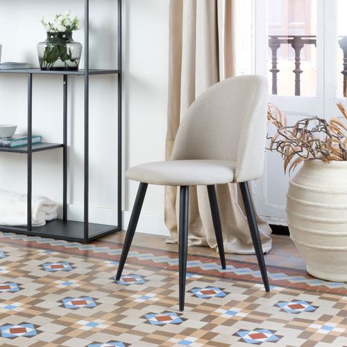 Pack De 4 Chaises En Tissu Et Bois Beige 48x78