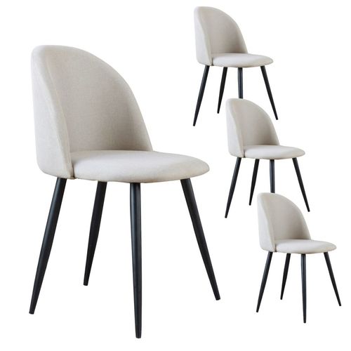 Pack De 4 Chaises En Tissu Et Bois Beige 48x78