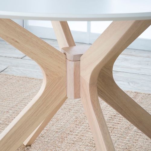 Table De Salle à Manger Ronde En Bois Couleur Blanc Et Naturel
