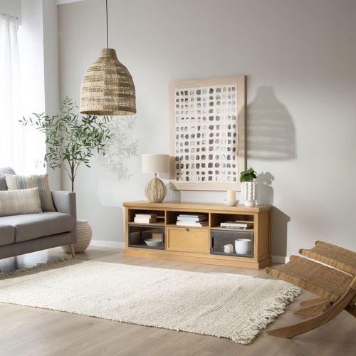 Meuble TV En Bois Massif Naturel 157x59