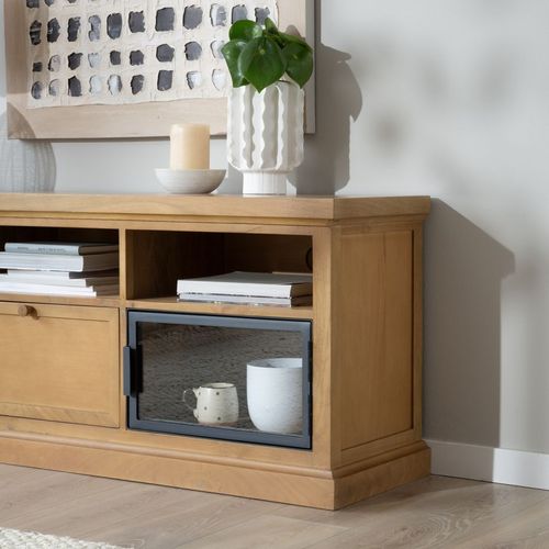 Meuble TV En Bois Massif Naturel 157x59