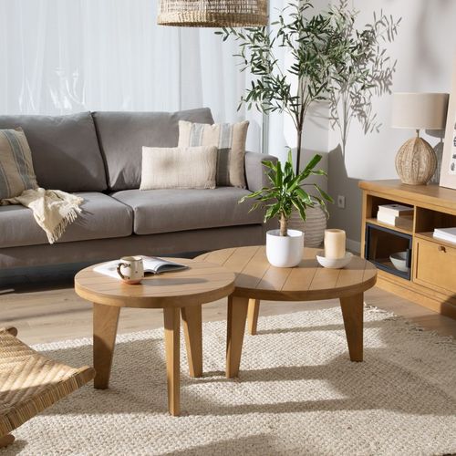 Ensemble De 2 Tables Basses En Bois Massif De Manguier