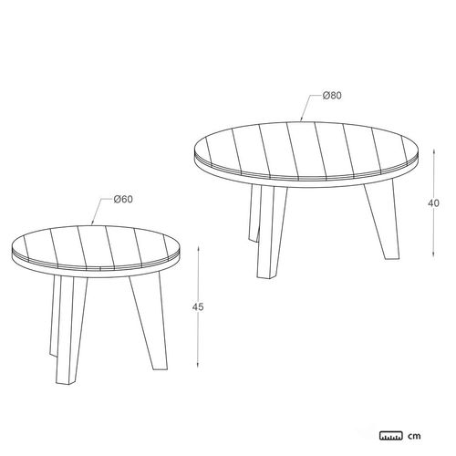 Ensemble De 2 Tables Basses En Bois Massif De Manguier