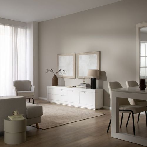 Meuble TV En Bois Massif Blanc 200x57