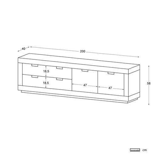 Meuble TV En Bois Massif Blanc 200x57