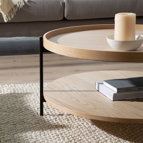 Table Basse En Bois Et Métal 78x78 Cm - Marron