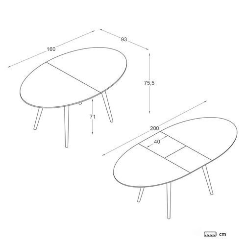 Table à Manger Extensible Effet Bois Roble Macchiato (g07) 160x76