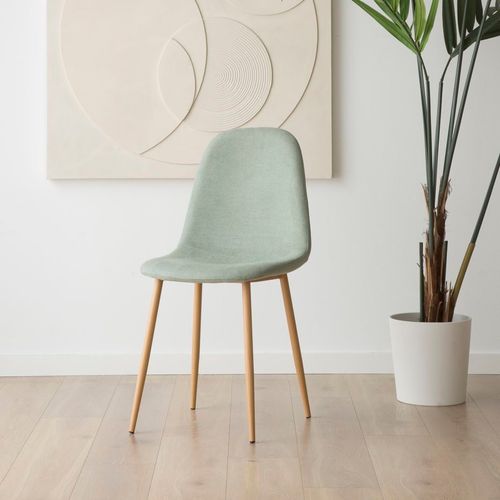 Pack De 4 Chaises En Tissu Et Bois Bleu Aigue-marine 44x88