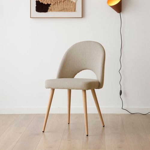 Pack De 4 Chaises En Tissu Et Bois Beige 52x85