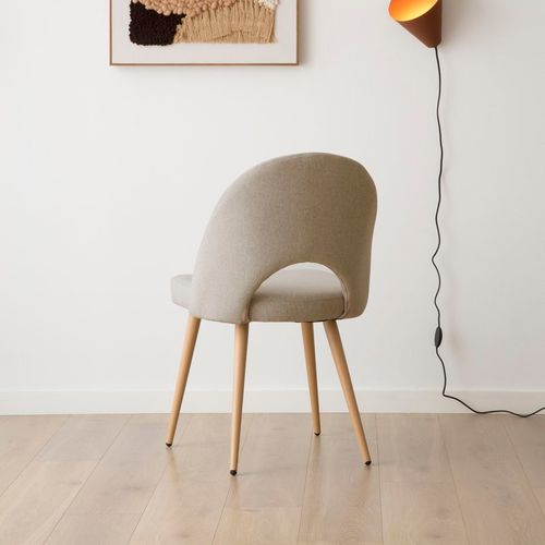 Pack De 4 Chaises En Tissu Et Bois Beige 52x85