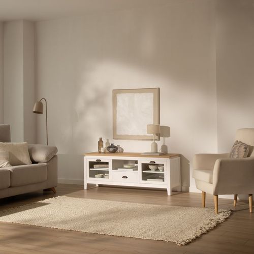 Meuble TV En Bois Massif Naturel 150x57