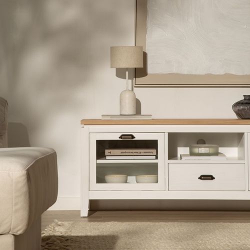 Meuble TV En Bois Massif Naturel 150x57