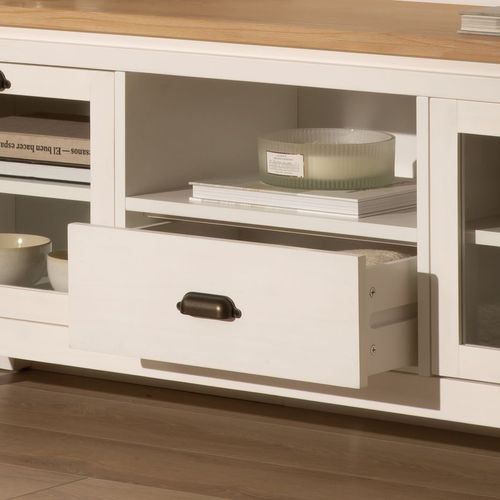 Meuble TV En Bois Massif Naturel 150x57