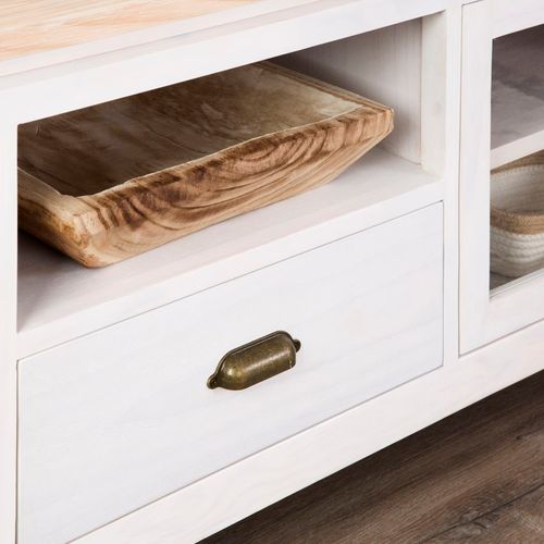 Meuble TV En Bois Massif Naturel 150x57