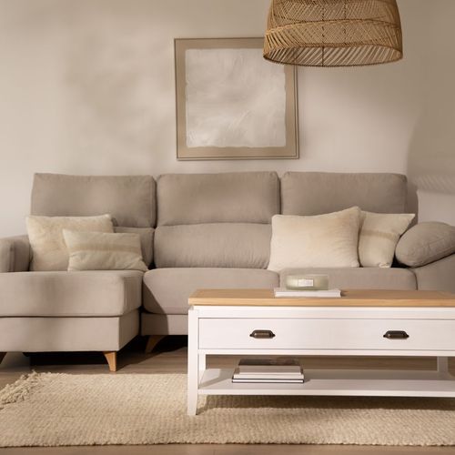 Table Basse Relevable En Bois - Blanc Et Naturel