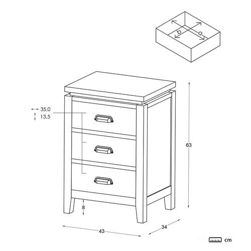 Table De Chevet En Bois Massif Naturel 43x63