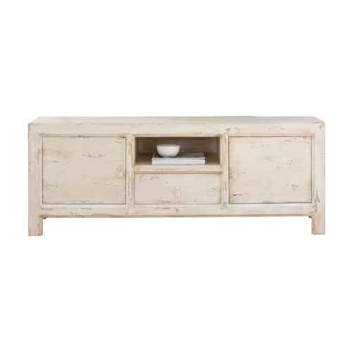 Meuble TV En Bois Massif Blanc 160x60