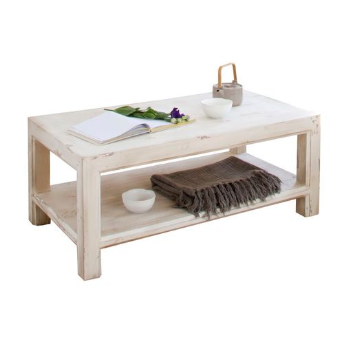 Table Basse En Bois Massif Blanc 110x45
