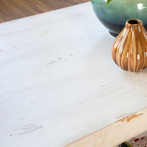 Table Basse En Bois Massif Blanc 110x45