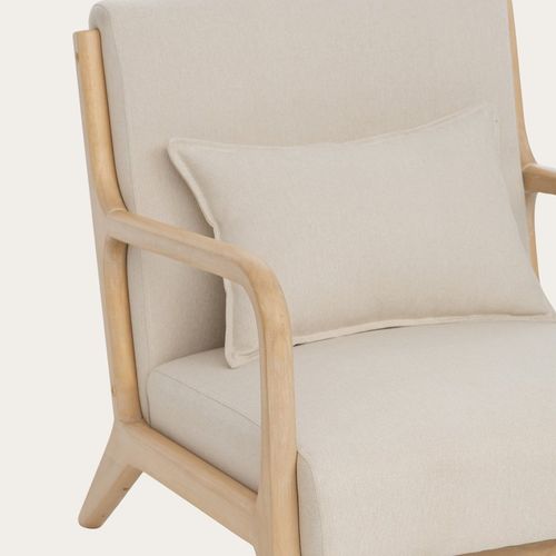 Fauteuil En Bois Massif Beige 66x76