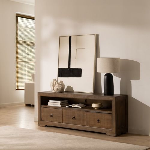 Meuble TV En Bois Massif Nogal 160x60