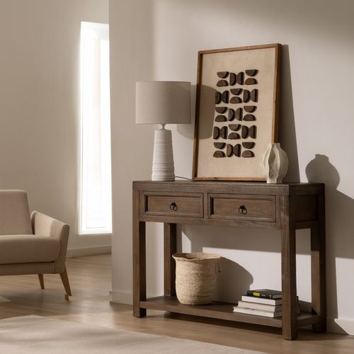 Meuble D'entrée En Bois Massif Nogal 120x85