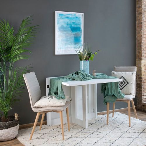 Table à Manger Pliante En Bois Massif Blanc 160x78