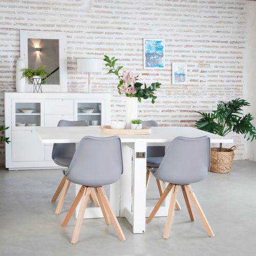 Table à Manger Pliante En Bois Massif Blanc 160x78