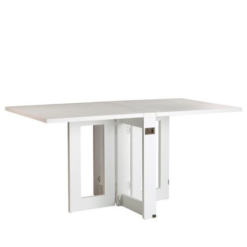 Table à Manger Pliante En Bois Massif Blanc 160x78