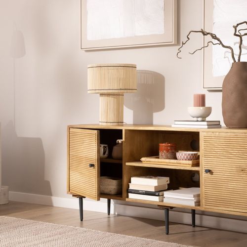 Meuble TV En Bois Massif Naturel 150x61